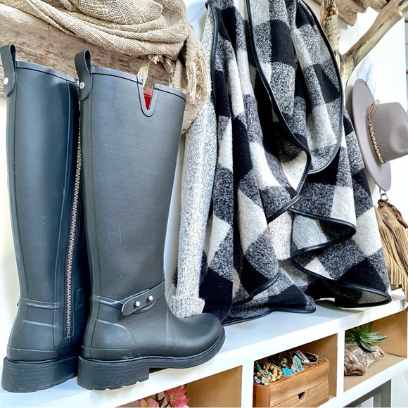 Rag & Bone Tall Riding rubber winter Boots Motto Rain boots-Hunter country vibe - Picture 6 of 13